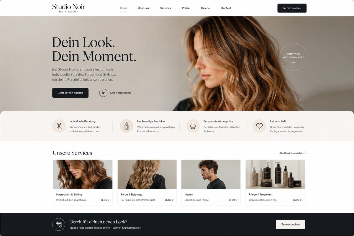 Studio Noir — Hair salon website